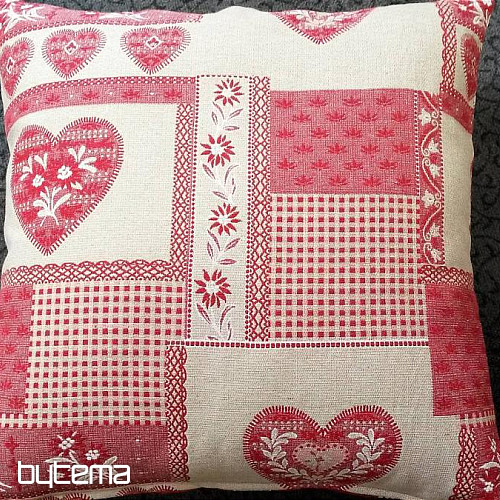 Dekoratív párna kárpit SZÍV PATCHWORK piros