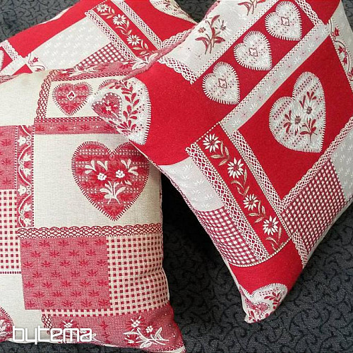 Dekoratív párna kárpit SZÍV PATCHWORK piros