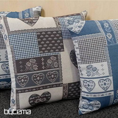 Dekoratív párnás kárpit SZÍV PATCHWORK szürke-kék