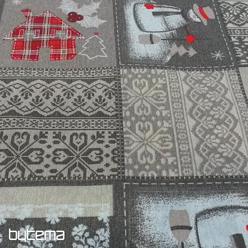 Karácsonyi díszítő szövet Hóember I