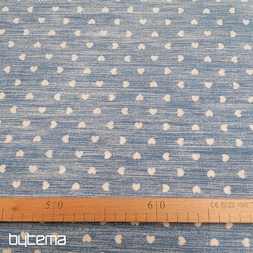 Dekoratív szövet Naira szívek kék