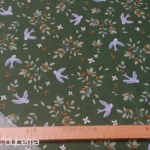 Pamut szövet Birds khaki