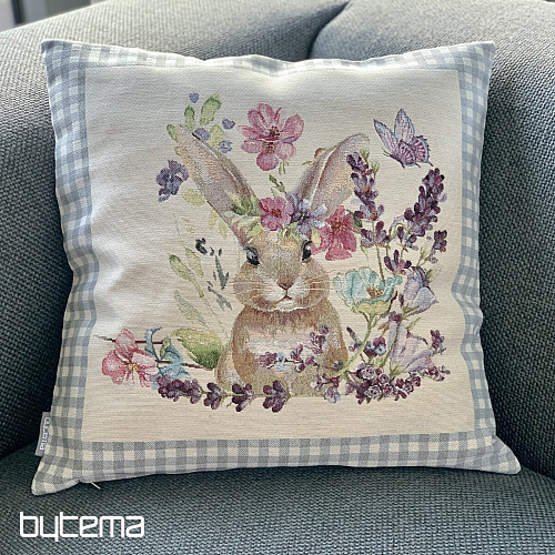 Gobelin párnahuzat BUNNY IN A FRAME szürke kocka