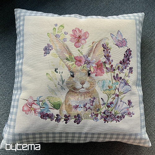 Gobelin párnahuzat BUNNY IN A FRAME szürke kocka