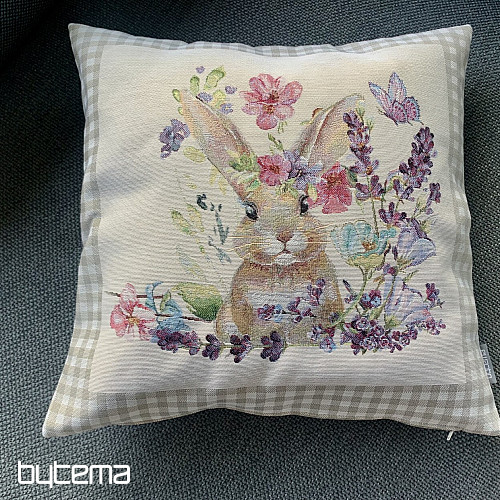 Gobelin párnahuzat BUNNY IN A FRAME bézs csekk
