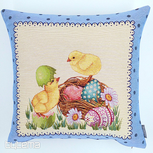 Gobelin párnahuzat EASTER CHICK kék keret