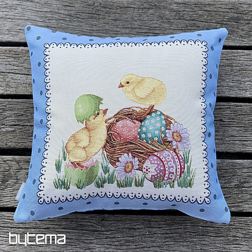 Gobelin párnahuzat EASTER CHICK kék keret