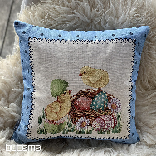 Gobelin párnahuzat EASTER CHICK kék keret