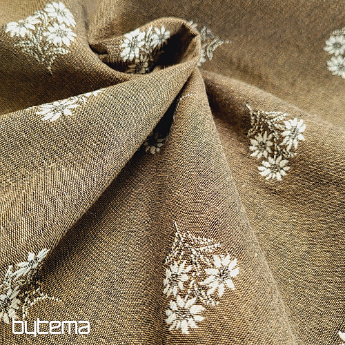 Dekoratív szövet ALPESI VIRÁGOK jacquard BARNA