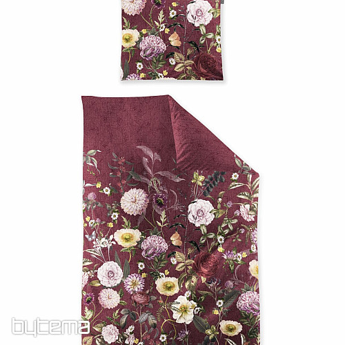 IRISETTE luxus pamut szatén WAVE 8576-60 ROSE BORDEAUX