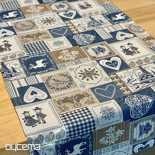 Gobelin terítő, sál PATCHWORK Kék SZÍVEK
