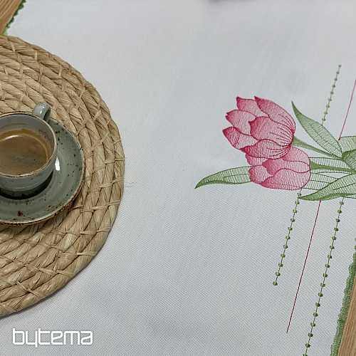Hímzett terítő és sál Rózsaszín tulipán