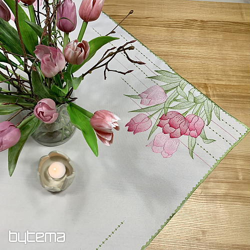 Hímzett terítő és sál Rózsaszín tulipán