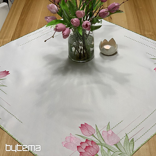Hímzett terítő és sál Rózsaszín tulipán
