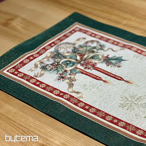 Gobelin terítő és sál LÁNGOLÓ GYERTYÁK zöld szegéllyel