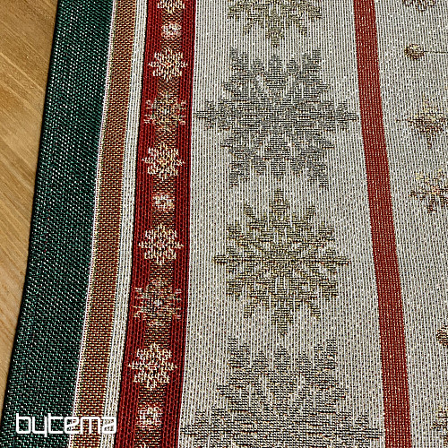 Gobelin terítő és sál LÁNGOLÓ GYERTYÁK zöld szegéllyel