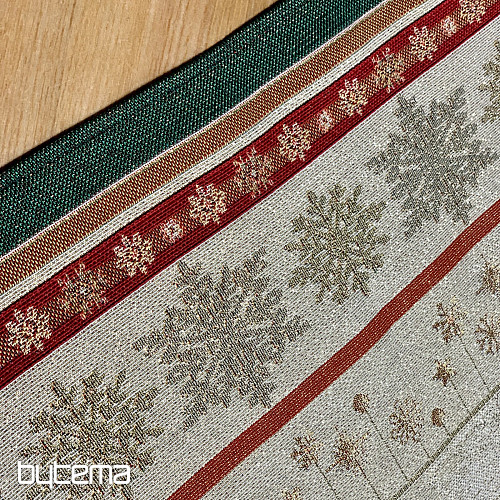 Gobelin terítő és sál LÁNGOLÓ GYERTYÁK zöld szegéllyel