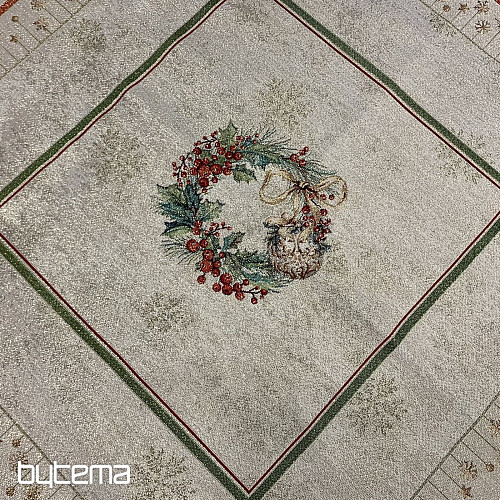 Gobelin terítő és sál LÁNGOLÓ GYERTYÁK piros szegéllyel