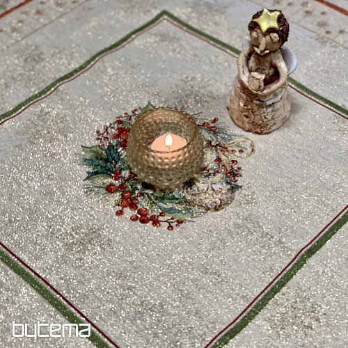 Gobelin terítő és sál LÁNGOLÓ GYERTYÁK piros szegéllyel