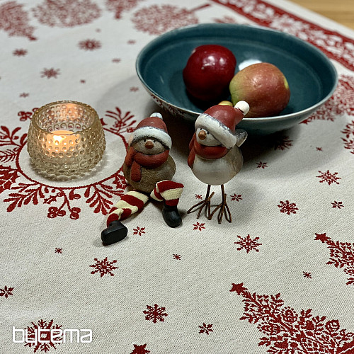 Gobelin terítő és sál NÉPKARÁCSONY piros