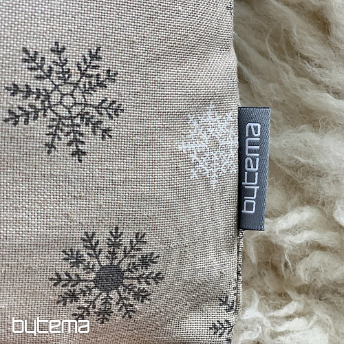 Karácsonyi dísztakaró PELYHEK SZÜRKE FEHÉR