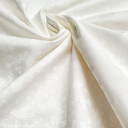 MARGELIE virágos pamut dekorációs anyag Krém