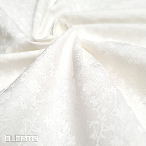 MARGELIE virágos pamut dekorációs anyag Krém