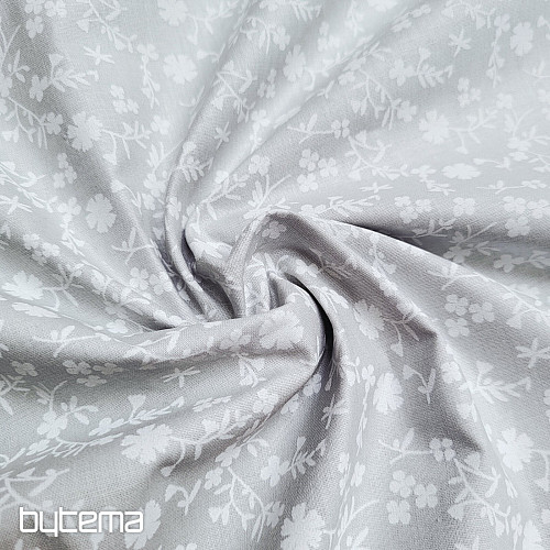 Pamut dekorációs anyag MARGELIE virágos SZÜRKE