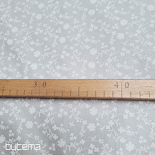 Pamut dekorációs anyag MARGELIE virágos SZÜRKE