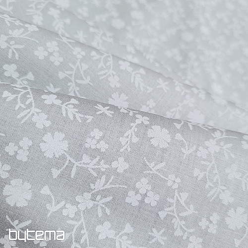 Pamut dekorációs anyag MARGELIE virágos SZÜRKE