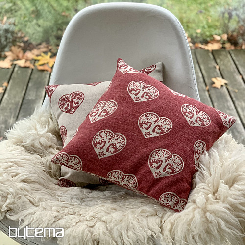 Luxus díszes takaró SZÍV SZARVASOS piros B