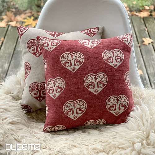 Luxus díszes takaró SZÍV SZARVASOS piros B