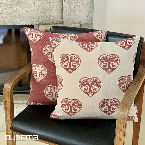 Luxus díszes takaró SZÍV SZARVASOS piros B