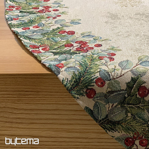 Karácsonyi gobelin terítő kerek KARÁCSONYI RÓZSÁK