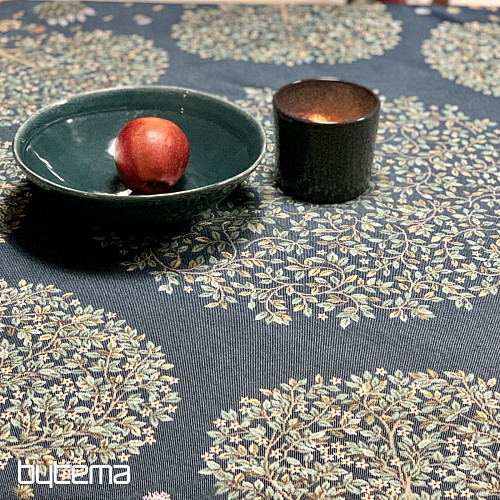 Gobelin terítő kerek BOLDOGSÁGFA kék