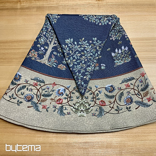 Gobelin terítő kerek BOLDOGSÁGFA kék