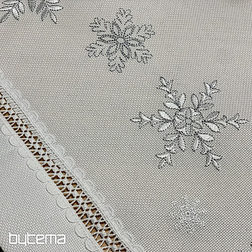 Karácsonyi hímzett terítő EZÜST PELYHEK