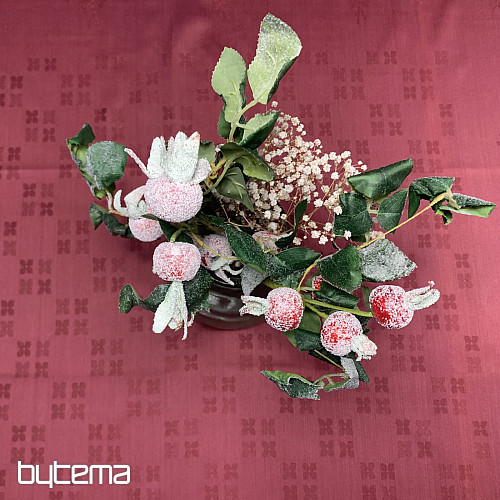 Asztalterítő DAMASZK virágok bordó 120x140