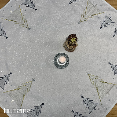 Hímzett terítő és sál SZÜRKE ARANY FÁK