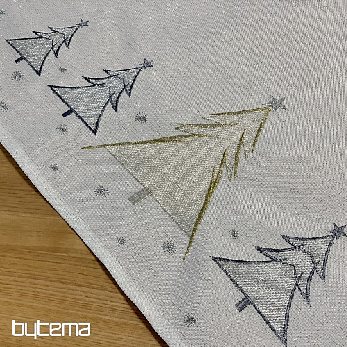 Hímzett terítő és sál SZÜRKE ARANY FÁK