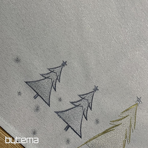 Hímzett terítő és sál SZÜRKE ARANY FÁK