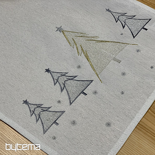 Hímzett terítő és sál SZÜRKE ARANY FÁK