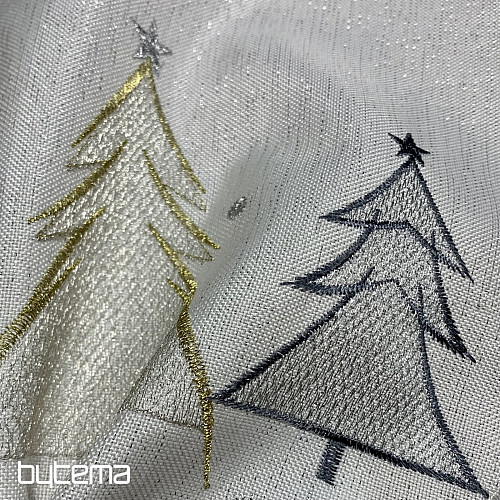 Hímzett terítő és sál SZÜRKE ARANY FÁK