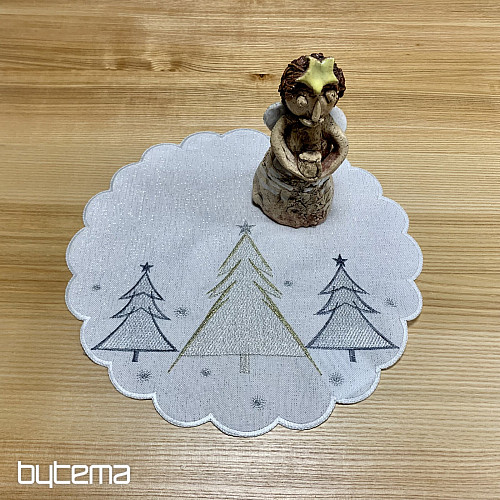 Hímzett terítő és sál SZÜRKE ARANY FÁK