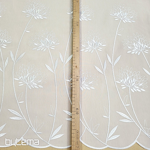 Luxus függöny GERSTER 11868 fehér hímzéssel