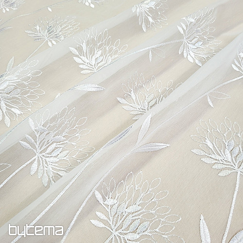 Luxus függöny GERSTER 11868 fehér hímzéssel