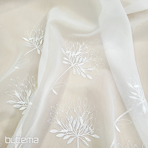 Luxus függöny GERSTER 11868 fehér hímzéssel