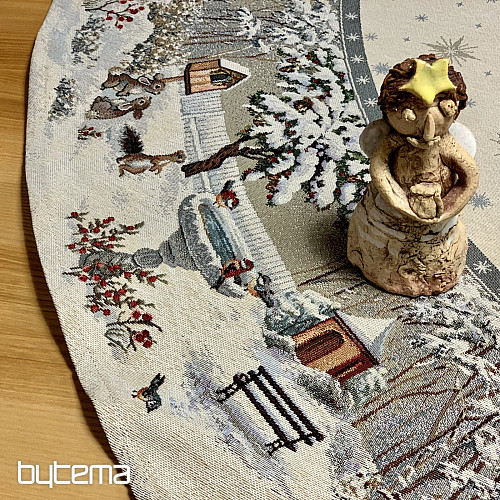 Karácsonyi gobelin terítő kerek ÉJSZAKA TÉL