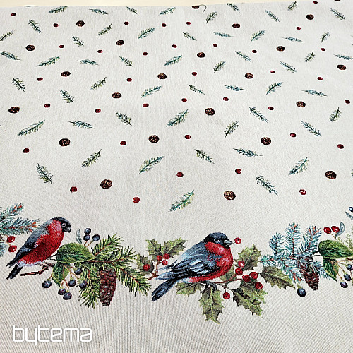 Karácsonyi gobelin terítő kerek TÉLI MADÁR