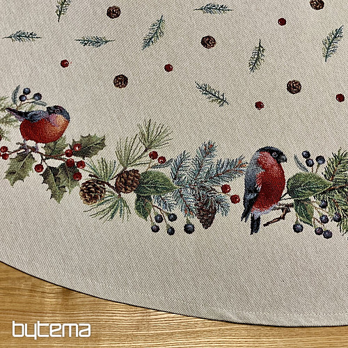 Karácsonyi gobelin terítő kerek TÉLI MADÁR